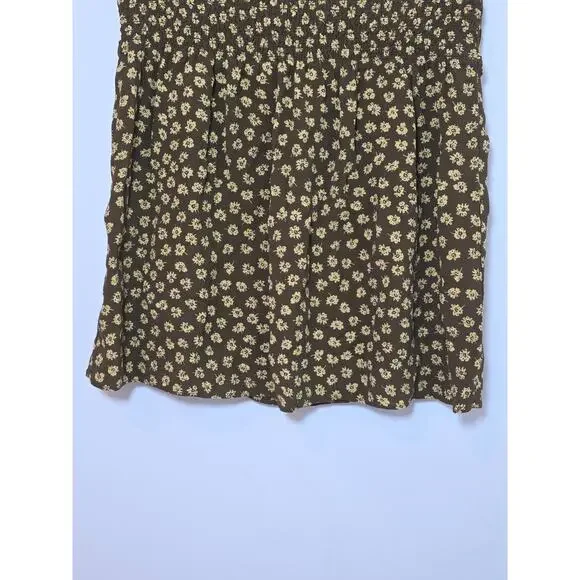 Madewell Piped Mini Skirt Woodcut Flowers Floral Printed Smocked Waist Size XS - Picture 6 of 8